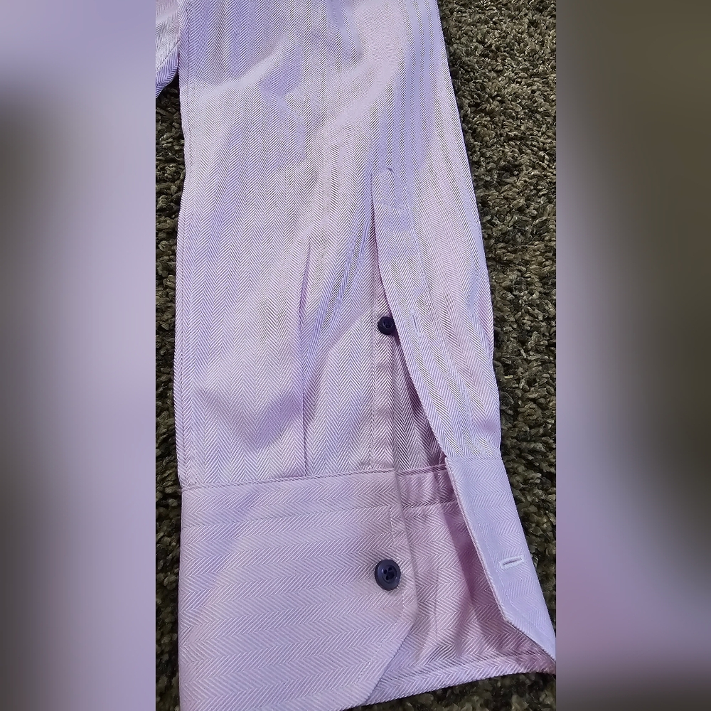 Emanuel Berg Men's Custom Button-down Pink Cotton Dress Shirt Size 45 - Picture 10 of 11